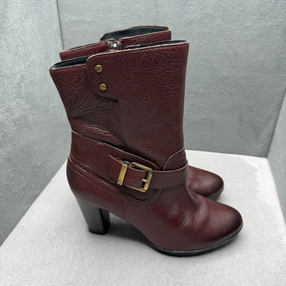 Clarks Indigo Lida Sayer 64505 Leather Ankle Boots Women's 8.5M Side Zip